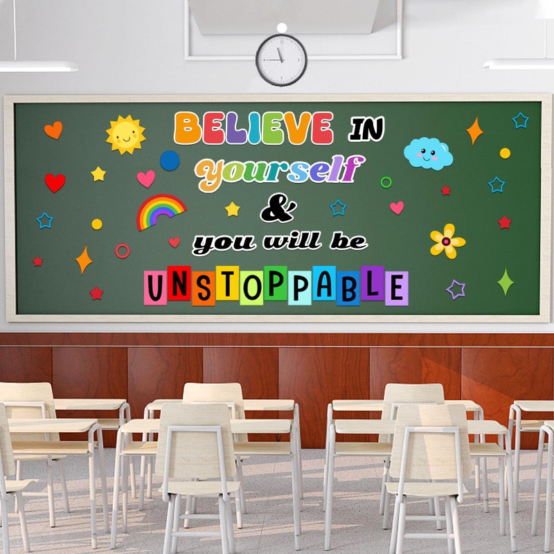 LioNergy BELIEVE in YOURSELF Classroom Bulletin Board Decoration Set Motivational Cutouts Bulletin Board Wall Door Decor for Kindergarten Preschool Elementary Middle School - Image 2